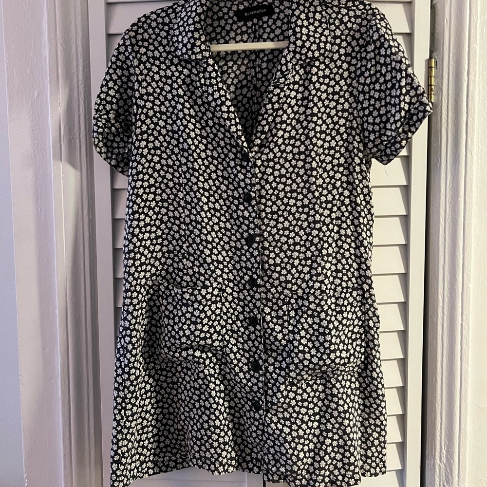 Reformation floral button up dress